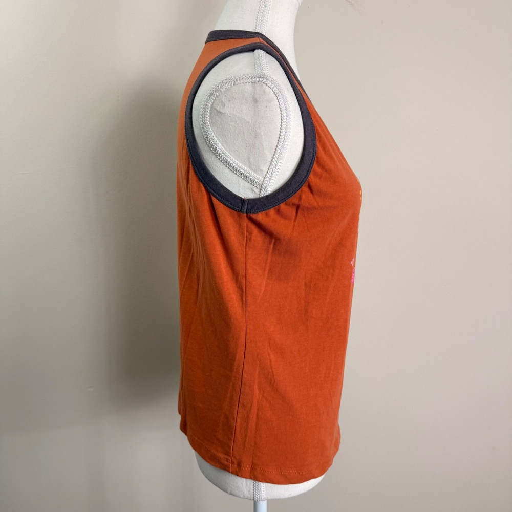 Natural Life Womens Rust Folk Floral Ringer Tank Top Orange Large Sleeveless - Picture 4 of 6